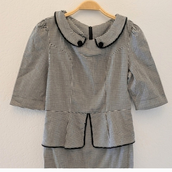 Miusol Black white Houndstooth Plaid Peter Pan Collar Midi Dress Medium - Picture 7 of 7